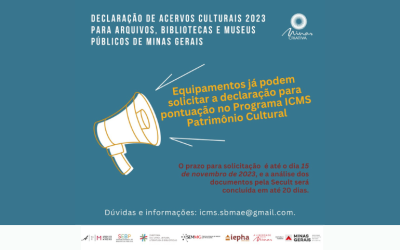 Declaração de Acervos Culturais 2023 para Arquivos, Bibliotecas e Museus de Minas Gerais